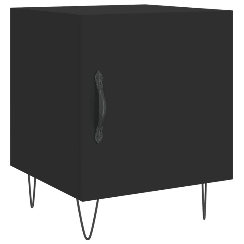 Lot de 2 tables de chevet avec compartiment avec porte 40 x 40 x 50 cm bois d’ingénierie noir DEC035579
