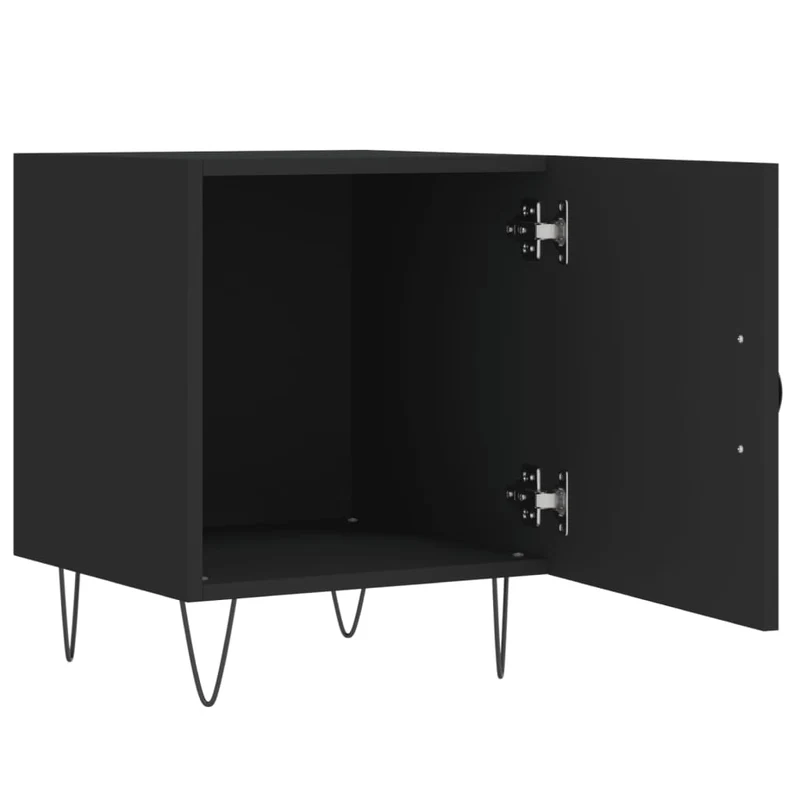 Lot de 2 tables de chevet avec compartiment avec porte 40 x 40 x 50 cm bois d’ingénierie noir DEC035579