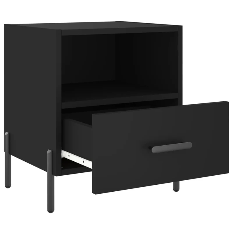 Lot de 2 tables de chevet avec tiroir et compartiment ouvert 40 x 35 x 47,5 cm bois d’ingénierie noir et fer DEC035537