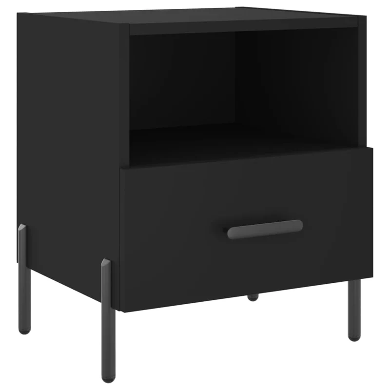 Lot de 2 tables de chevet avec tiroir et compartiment ouvert 40 x 35 x 47,5 cm bois d’ingénierie noir et fer DEC035537