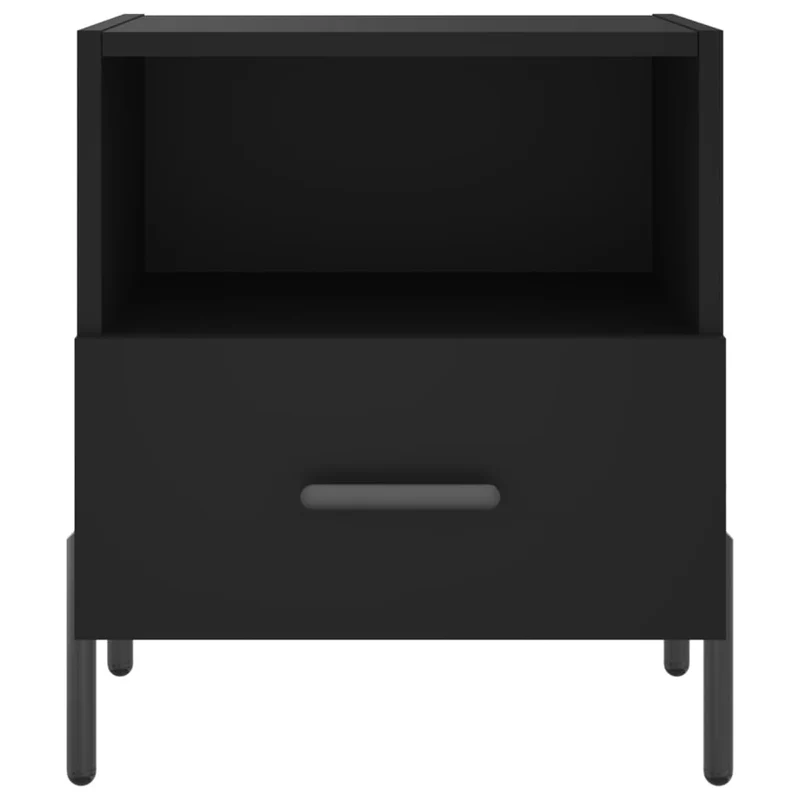 Lot de 2 tables de chevet avec tiroir et compartiment ouvert 40 x 35 x 47,5 cm bois d’ingénierie noir et fer DEC035537