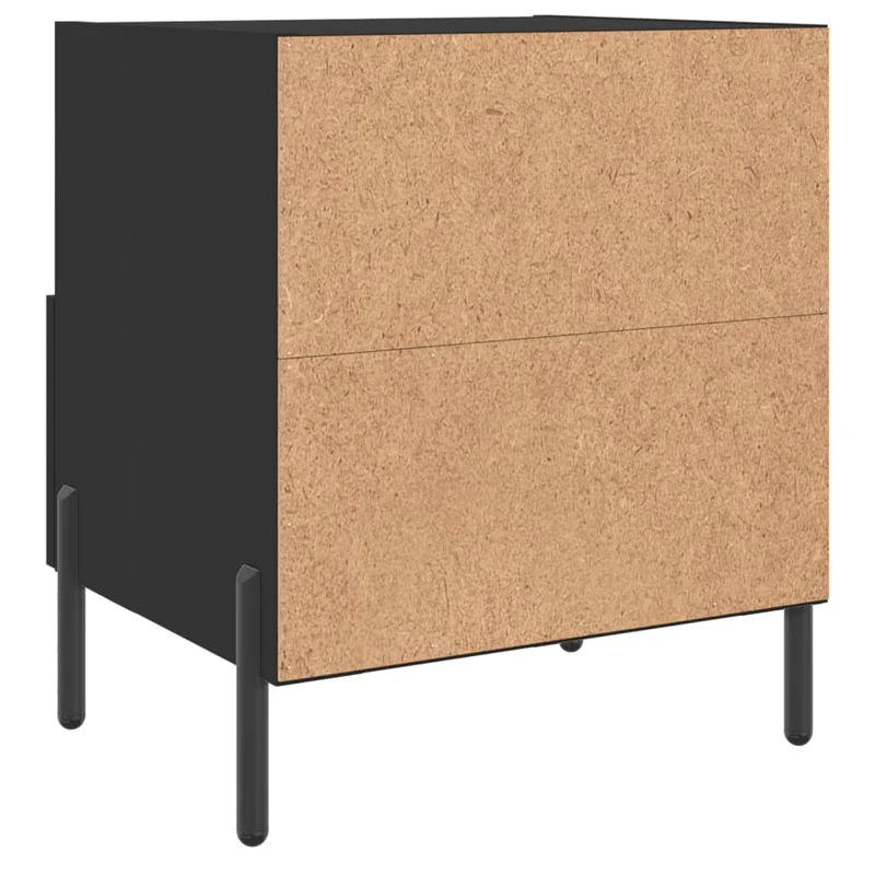 Lot de 2 tables de chevet avec tiroir et compartiment ouvert 40 x 35 x 47,5 cm bois d’ingénierie noir et fer DEC035537