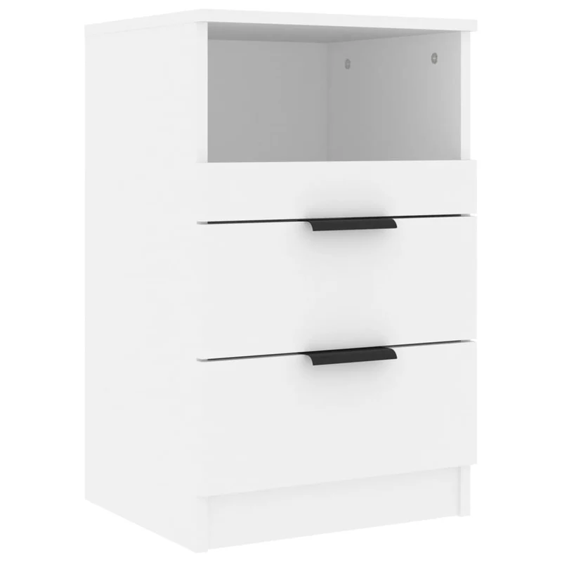 Lot de 2 tables de chevet avec tiroirs et compartiment ouvert 40 x 36 x 65 cm bois d'ingénierie blanc DEC034979
