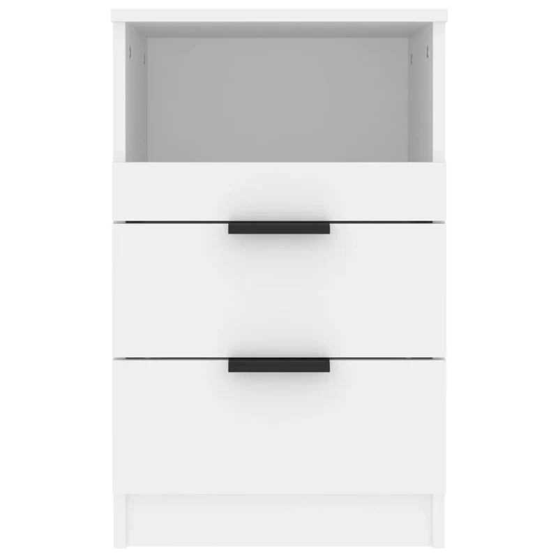 Lot de 2 tables de chevet avec tiroirs et compartiment ouvert 40 x 36 x 65 cm bois d'ingénierie blanc DEC034979