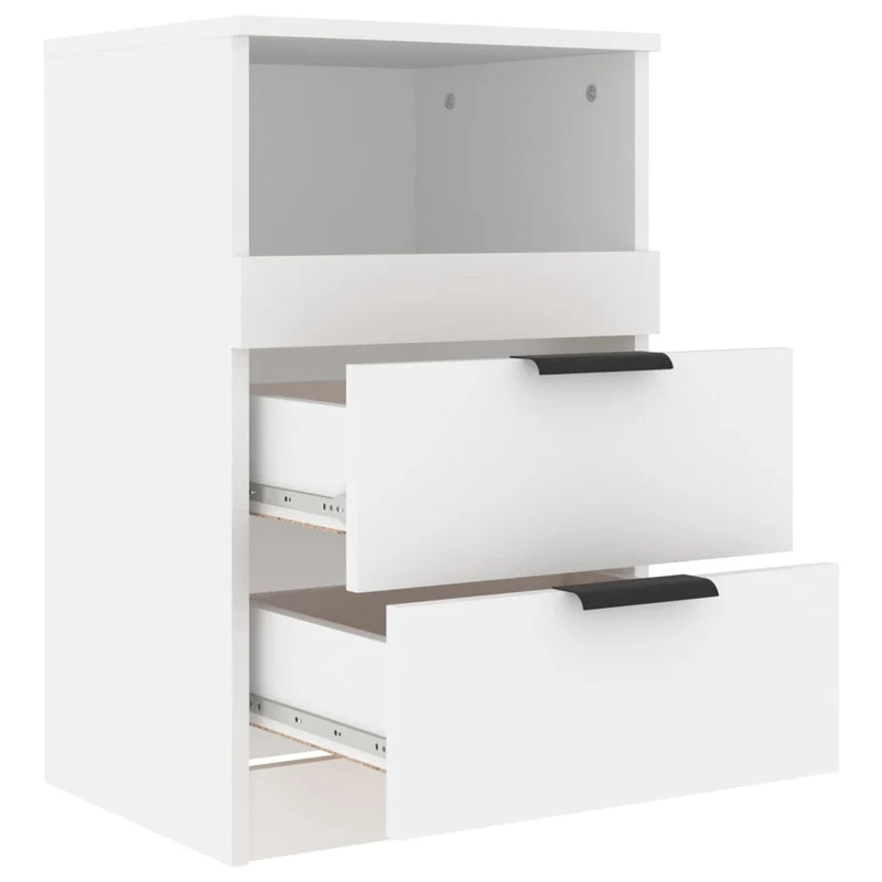 Lot de 2 tables de chevet avec tiroirs et compartiment ouvert 40 x 36 x 65 cm bois d'ingénierie blanc DEC034979