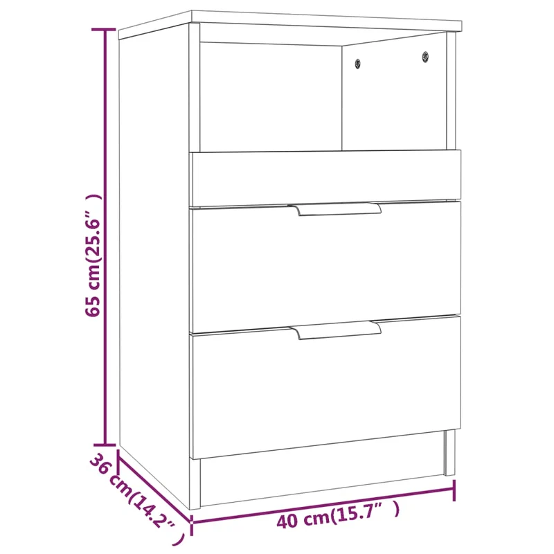 Lot de 2 tables de chevet avec tiroirs et compartiment ouvert 40 x 36 x 65 cm bois d'ingénierie blanc DEC034979