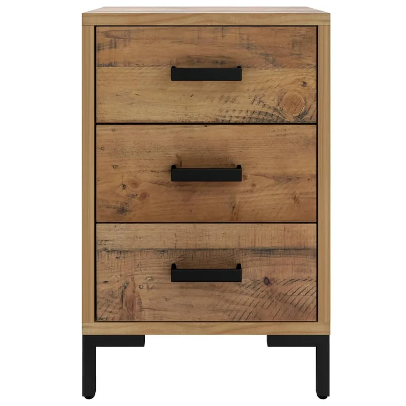 Table de chevet avec 3 tiroirs 40 x 30 x 55 cm bois de pin massif MDF et métal DEC034103