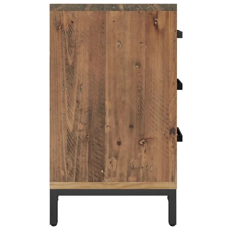 Table de chevet avec 3 tiroirs 40 x 30 x 55 cm bois de pin massif MDF et métal DEC034103