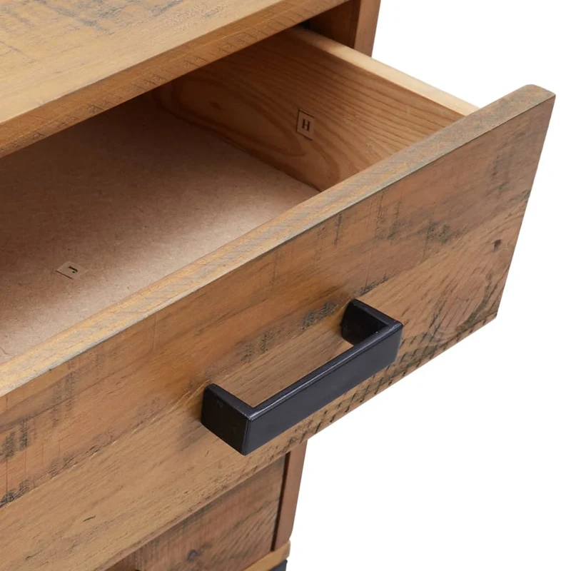 Table de chevet avec 3 tiroirs 40 x 30 x 55 cm bois de pin massif MDF et métal DEC034103