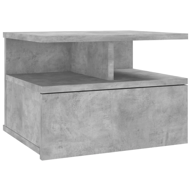 Table de chevet avec 1 tiroir et compartiments ouverts en bois d'ingénierie gris DEC033926