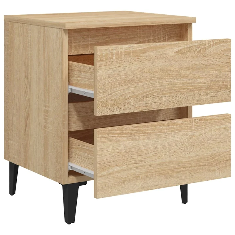 Table de chevet avec deux tiroirs 40 x 35 x 50 cm bois d'ingénierie couleur chêne DEC033834