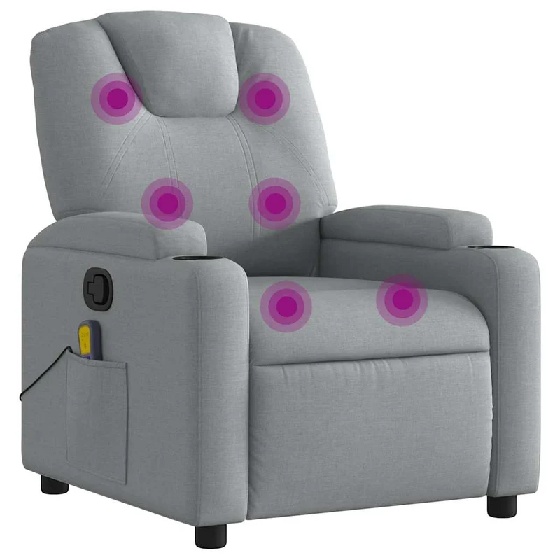 Fauteuil de relaxation TV fonction massage inclinable massage par vibrations par 6 points en tissu gris clair DEC026925