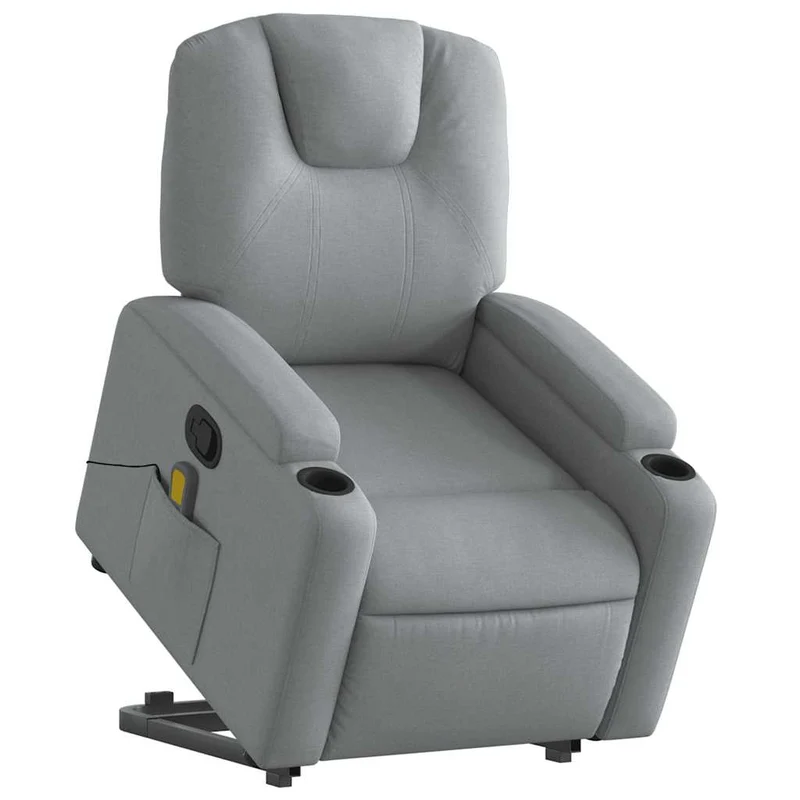 Fauteuil de relaxation TV fonction massage inclinable massage par vibrations par 6 points en tissu gris clair DEC026906