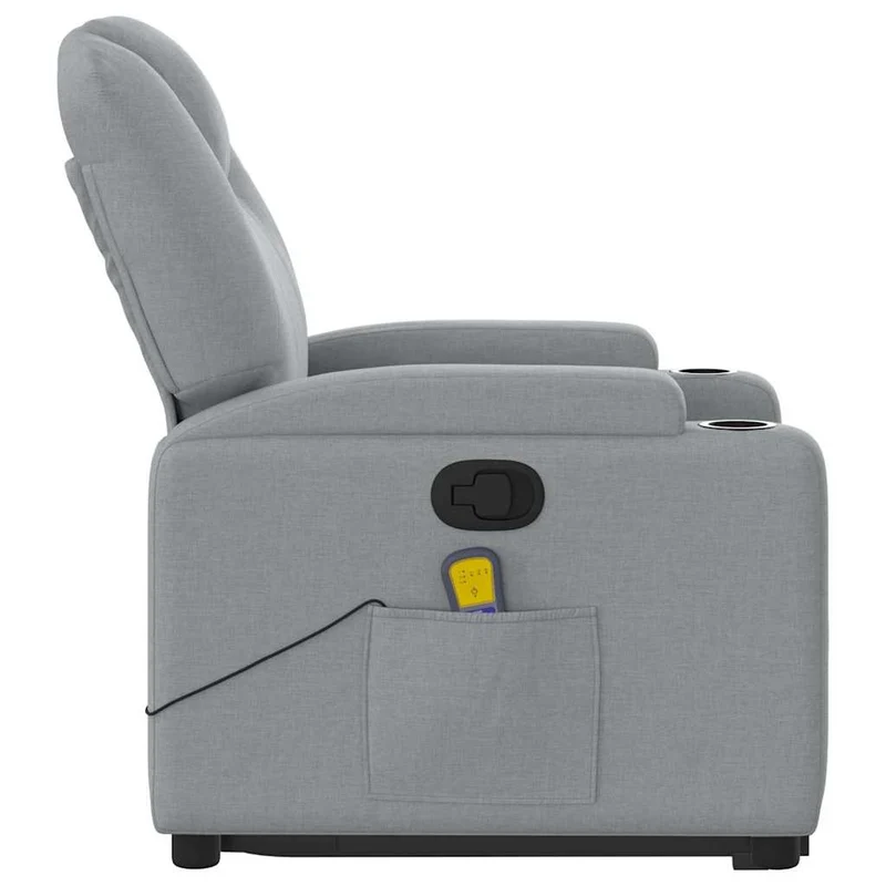 Fauteuil de relaxation TV fonction massage inclinable massage par vibrations par 6 points en tissu gris clair DEC026906