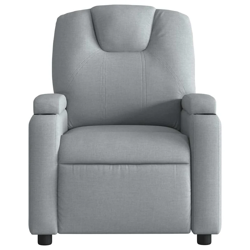 Fauteuil de relaxation TV fonction massage inclinable électrique 6 points de massage en tissu gris clair DEC027156