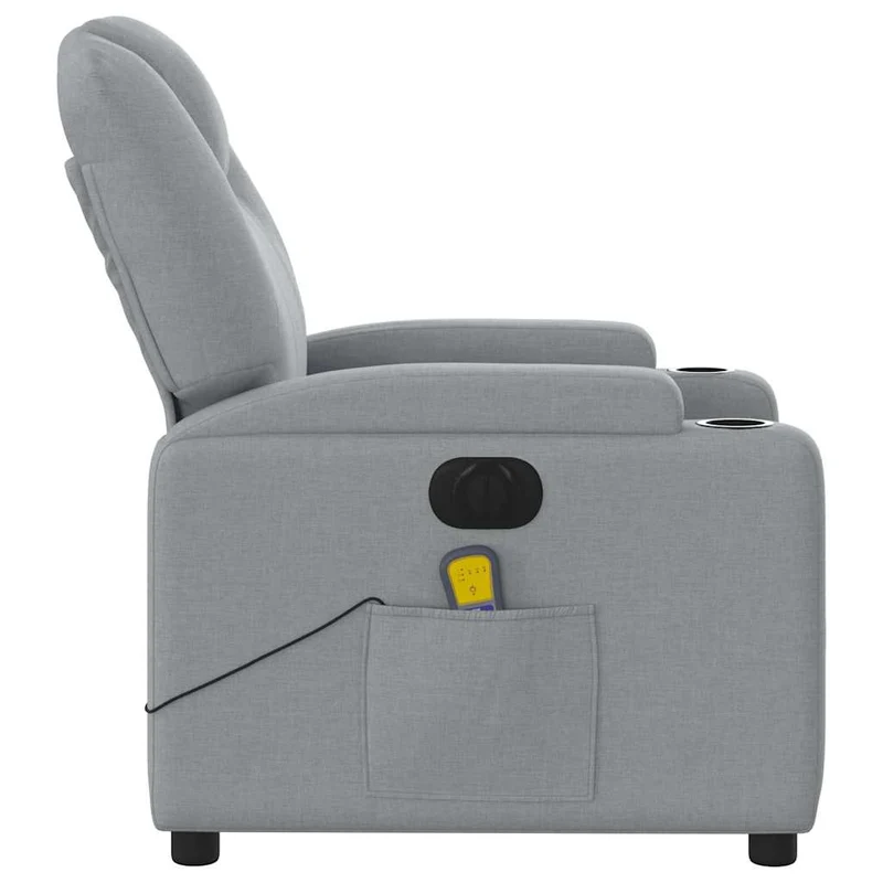 Fauteuil de relaxation TV fonction massage inclinable électrique 6 points de massage en tissu gris clair DEC027156