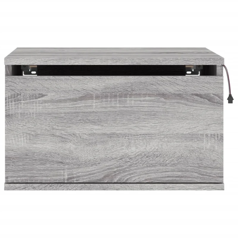 Lot de 2 tables de chevet murales 50 x 36 x 30 cm avec lumières LED et tiroir en bois d'ingénierie gris DEC036170