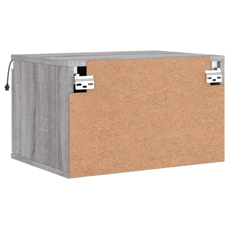 Lot de 2 tables de chevet murales 50 x 36 x 30 cm avec lumières LED et tiroir en bois d'ingénierie gris DEC036170