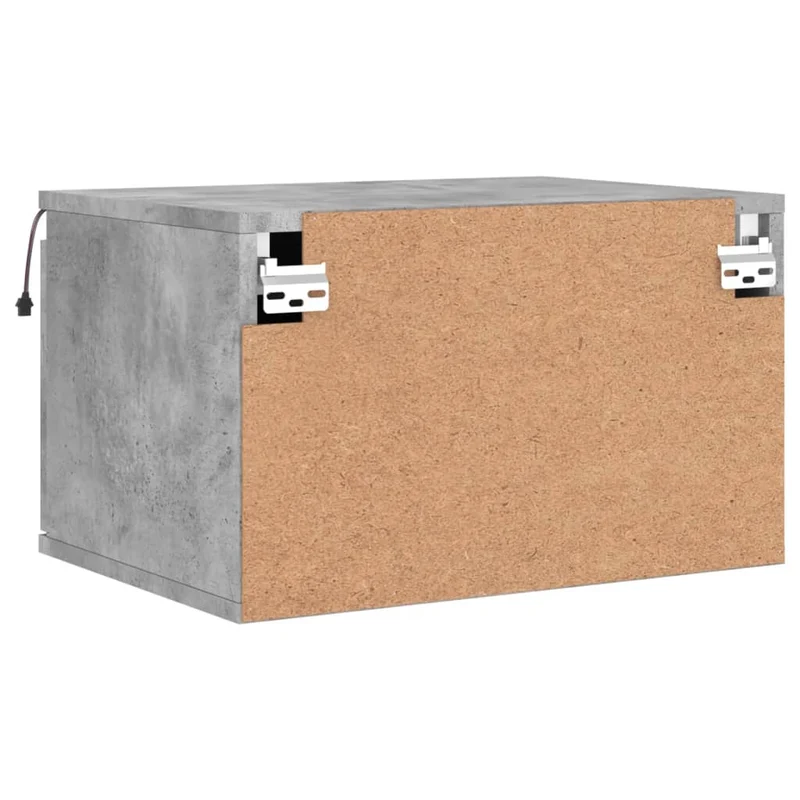 Lot de 2 tables de chevet murales avec lumières LED tiroir en bois d'ingénierie gris DEC036158