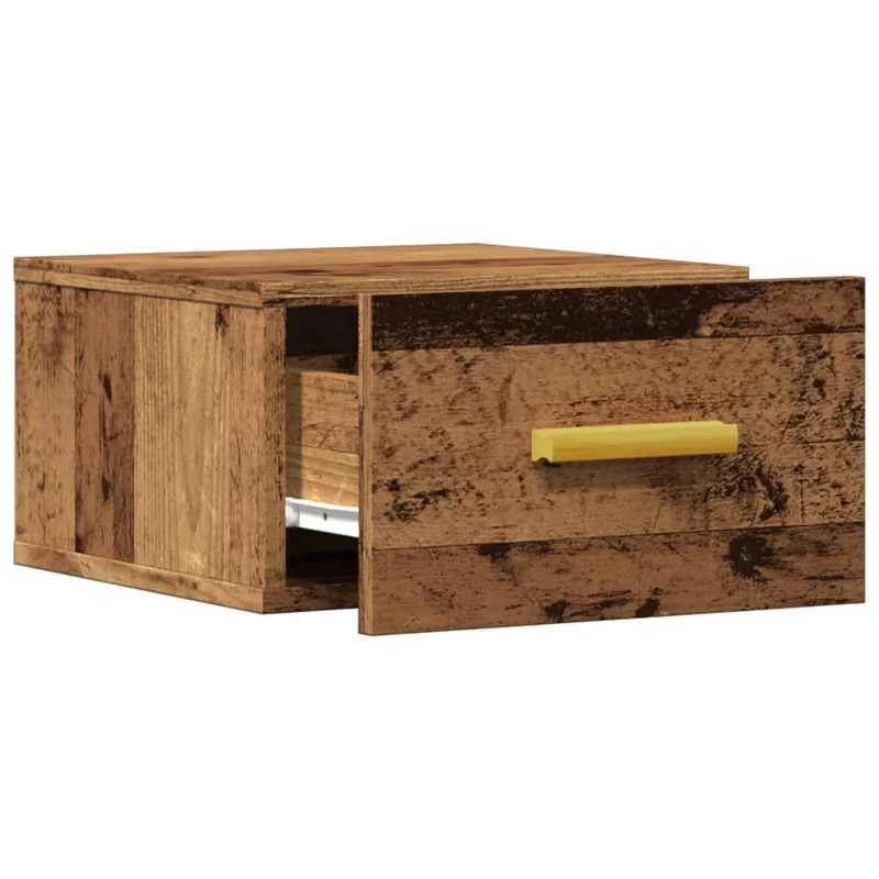 Lot de 2 tables de chevet murales avec tiroir 35 x 35 x 20 cm bois d'ingénierie marron vieilli DEC036119