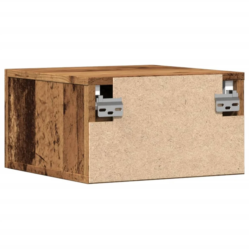 Lot de 2 tables de chevet murales avec tiroir 35 x 35 x 20 cm bois d'ingénierie marron vieilli DEC036119