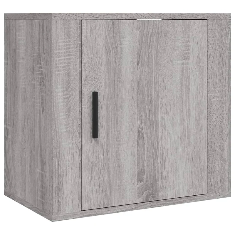 Lot de 2 tables de chevet murales avec compartiment avec porte 50 x 30 x 47 cm bois d'ingénierie gris DEC036115