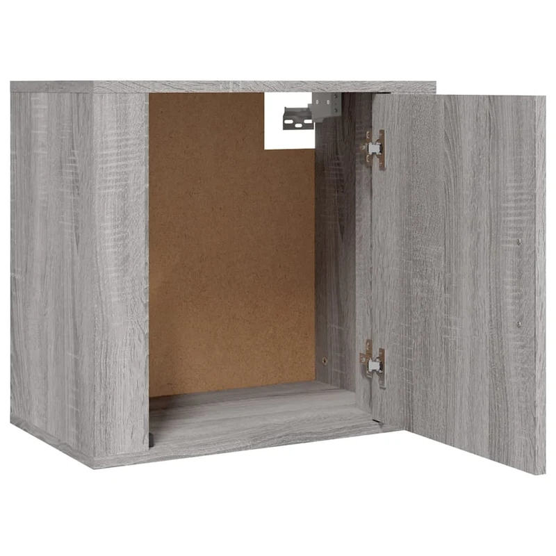 Lot de 2 tables de chevet murales avec compartiment avec porte 50 x 30 x 47 cm bois d'ingénierie gris DEC036115