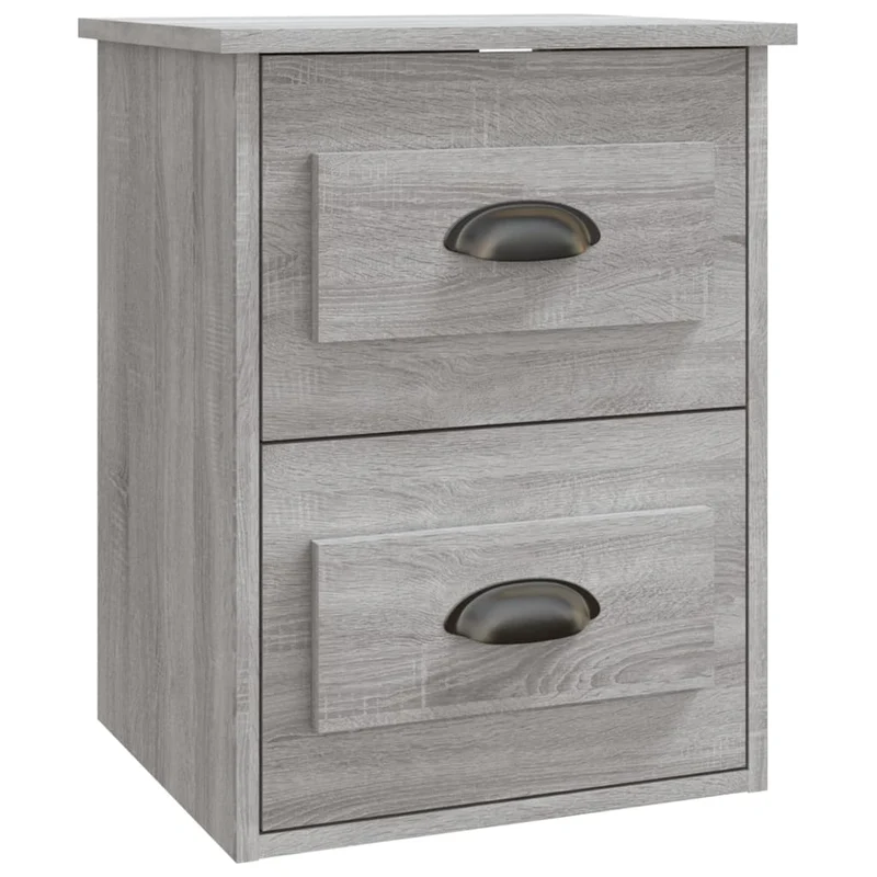 Lot de 2 tables de chevet murales avec tiroirs 41,5 x 36 x 53 cm bois d'ingénierie gris DEC036112