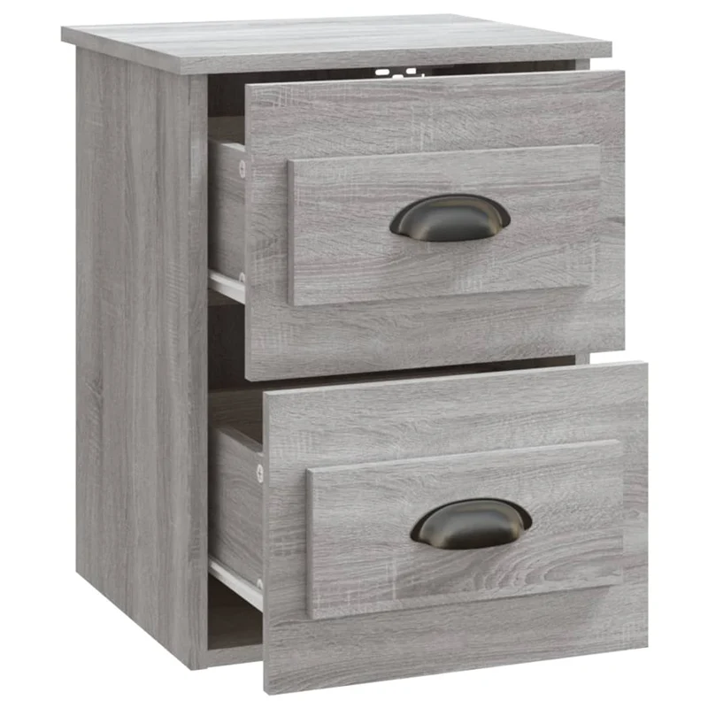 Lot de 2 tables de chevet murales avec tiroirs 41,5 x 36 x 53 cm bois d'ingénierie gris DEC036112