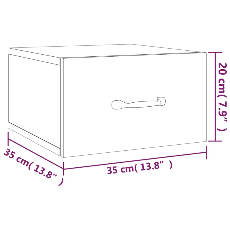 Lot de 2 tables de chevet murales avec tiroir 35 x 35 x 20 cm bois d'ingénierie gris DEC036110