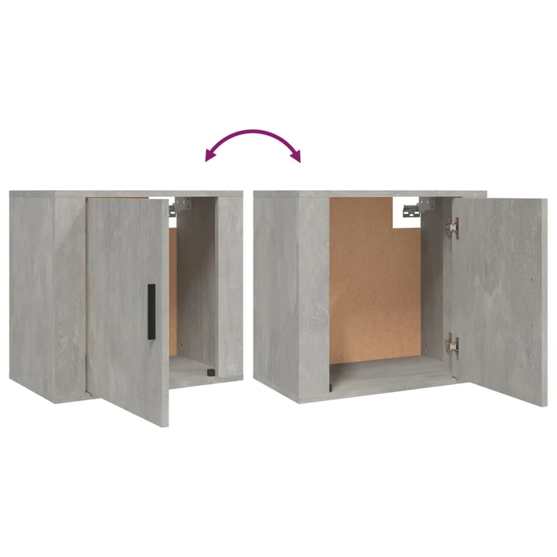 Lot de 2 tables de chevet murales avec compartiment avec porte 50 x 30 x 47 cm bois d'ingénierie gris DEC036087