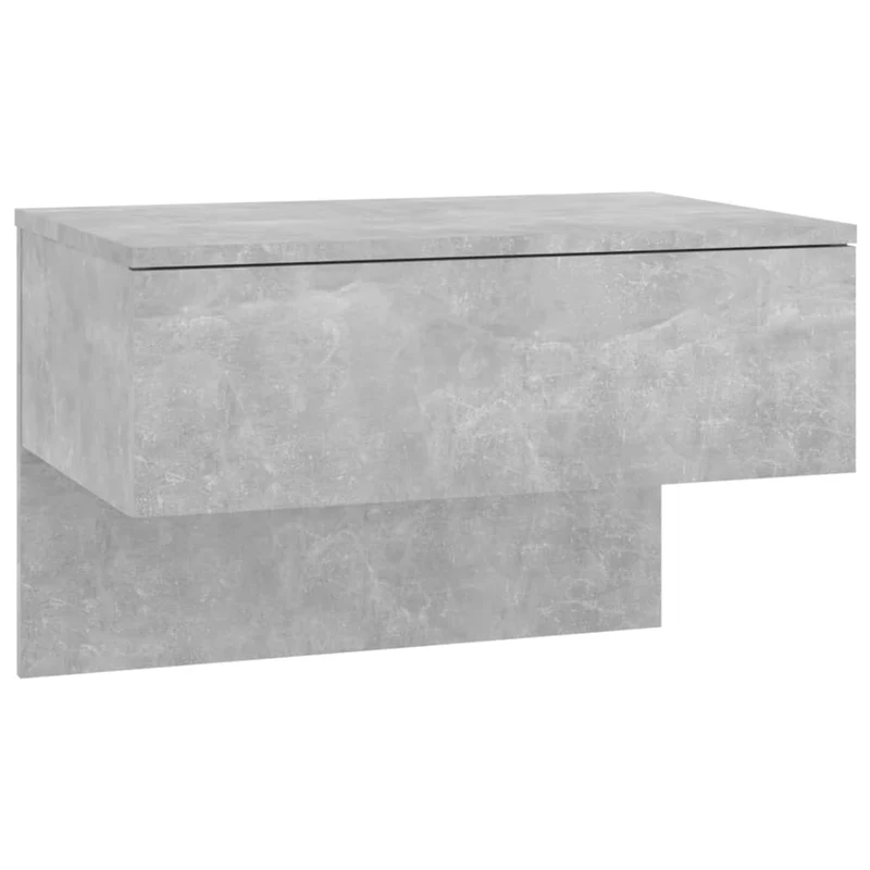 Lot de 2 tables de chevet murales avec tiroir 60 x 40 x 40 cm en bois d'ingénierie gris DEC036077