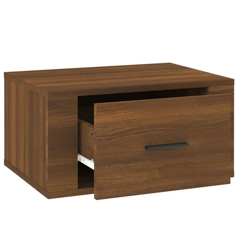 Lot de 2 tables de chevet murales avec tiroir 50 x 36 x 25 cm bois d'ingénierie marron DEC036063