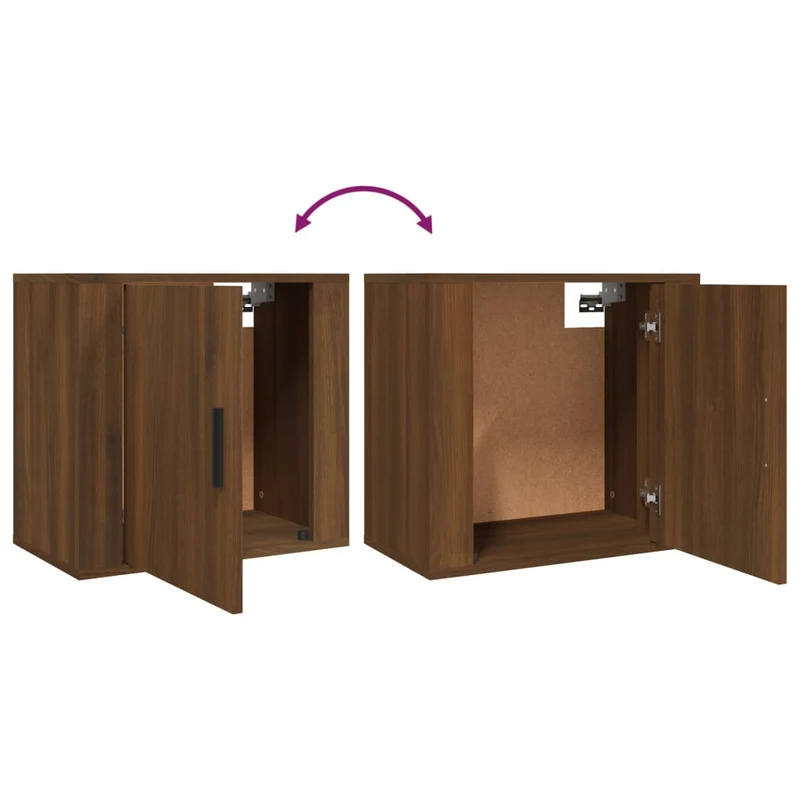 Lot de 2 tables de chevet murales avec compartiment avec porte 50 x 30 x 47 cm bois d'ingénierie marron DEC036062
