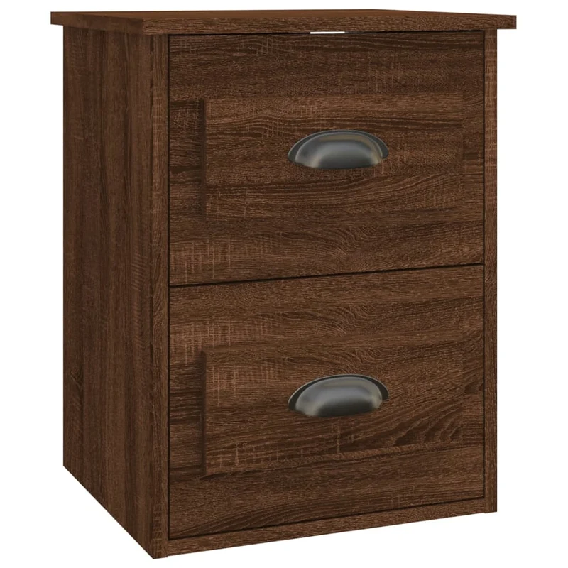 Lot de 2 tables de chevet murales avec deux tiroirs 41,5 x 36 x 53 cm bois d'ingénierie marron DEC036059