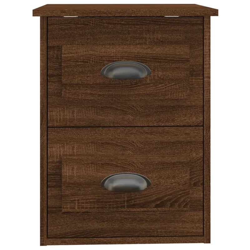 Lot de 2 tables de chevet murales avec deux tiroirs 41,5 x 36 x 53 cm bois d'ingénierie marron DEC036059