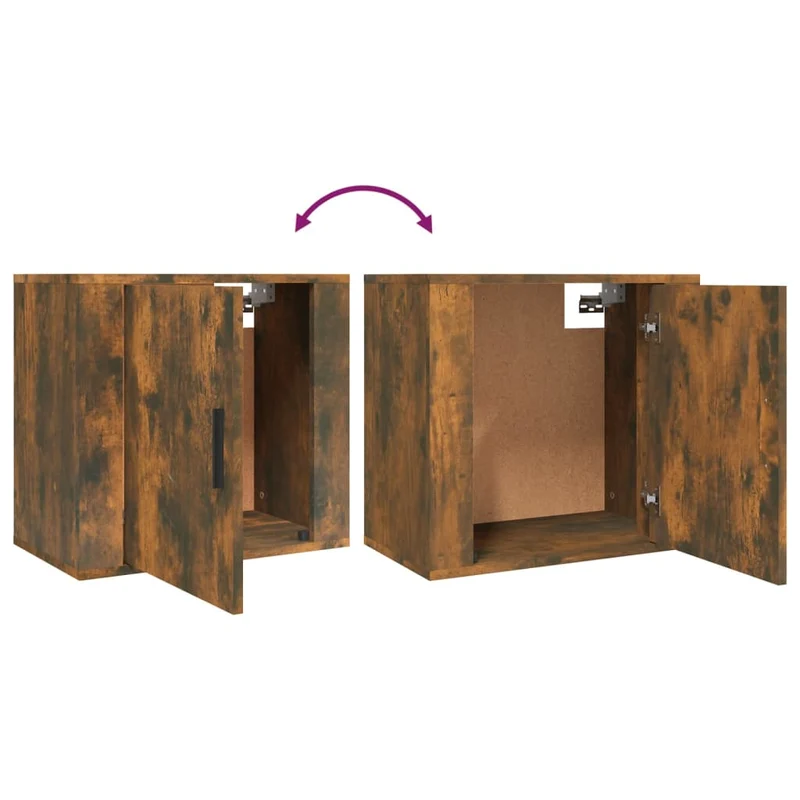 Lot de 2 tables de chevet murales avec compartiment avec porte 50 x 30 x 47 cm bois d'ingénierie marron DEC036051