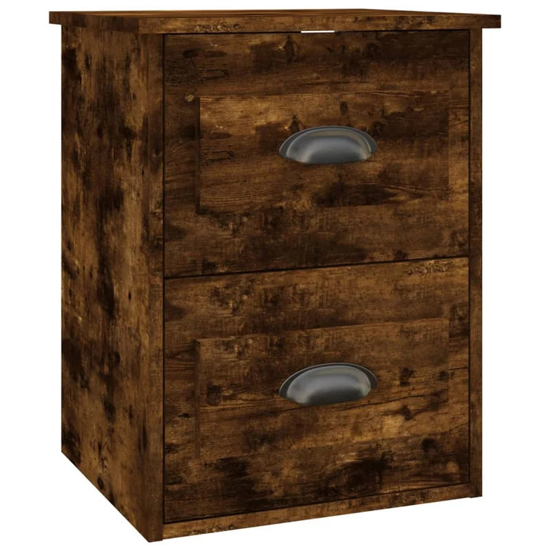 Lot de 2 tables de chevet murales avec tiroirs 41,5 x 36 x 53 cm bois d'ingénierie marron DEC036048