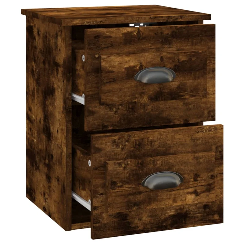 Lot de 2 tables de chevet murales avec tiroirs 41,5 x 36 x 53 cm bois d'ingénierie marron DEC036048