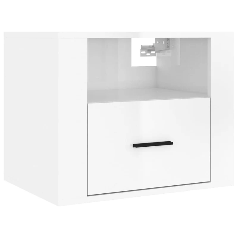 Lot de 2 tables de chevet murales avec tiroir et compartiment ouvert 50 x 36 x 40 cm bois d'ingénierie blanc DEC036035