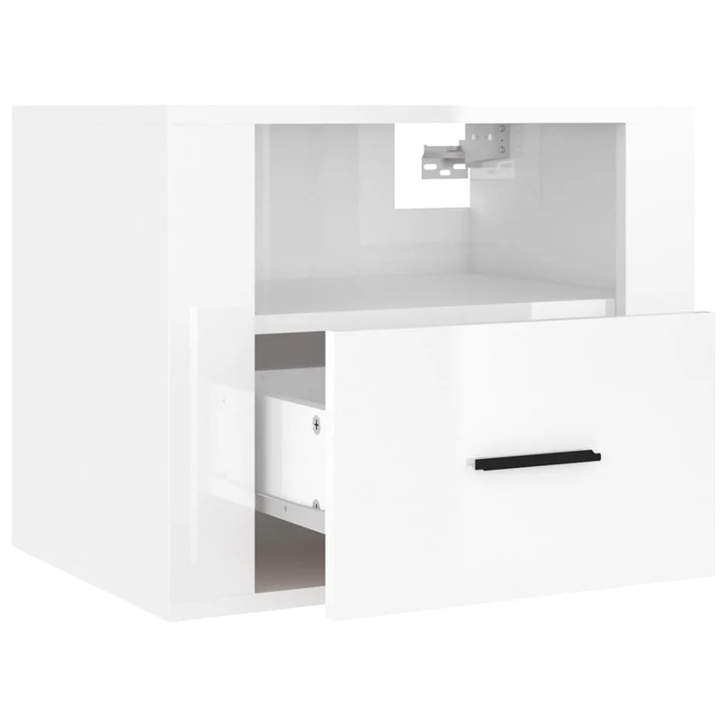 Lot de 2 tables de chevet murales avec tiroir et compartiment ouvert 50 x 36 x 40 cm bois d'ingénierie blanc DEC036035