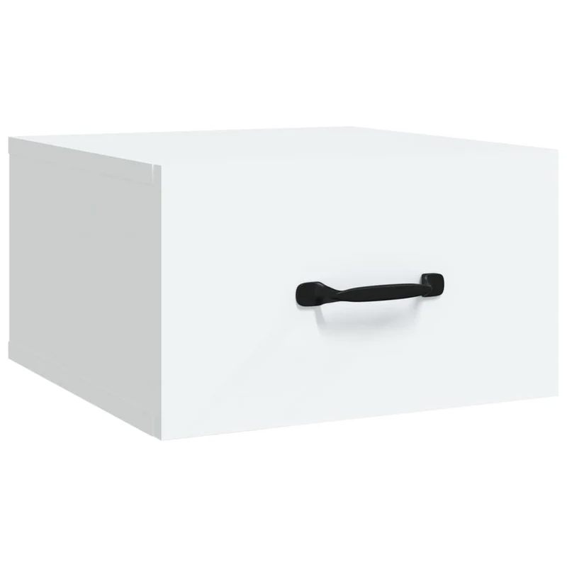 Lot de 2 tables de chevet murales avec tiroir 35 x 35 x 20 cm bois d'ingénierie blanc DEC036018