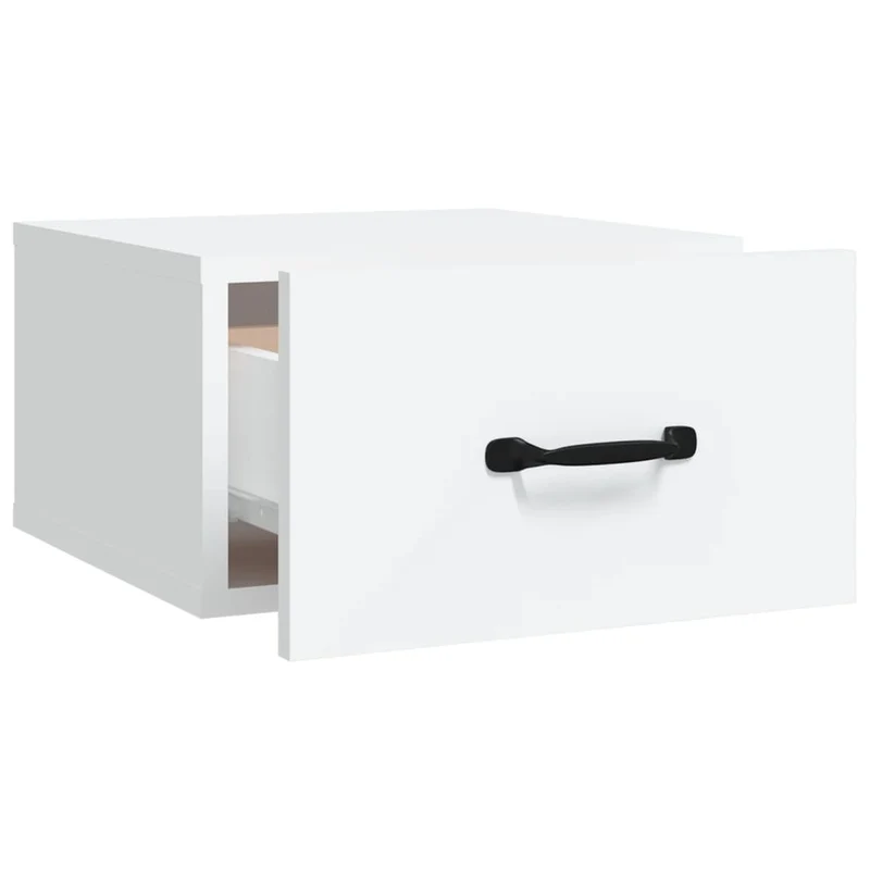 Lot de 2 tables de chevet murales avec tiroir 35 x 35 x 20 cm bois d'ingénierie blanc DEC036018