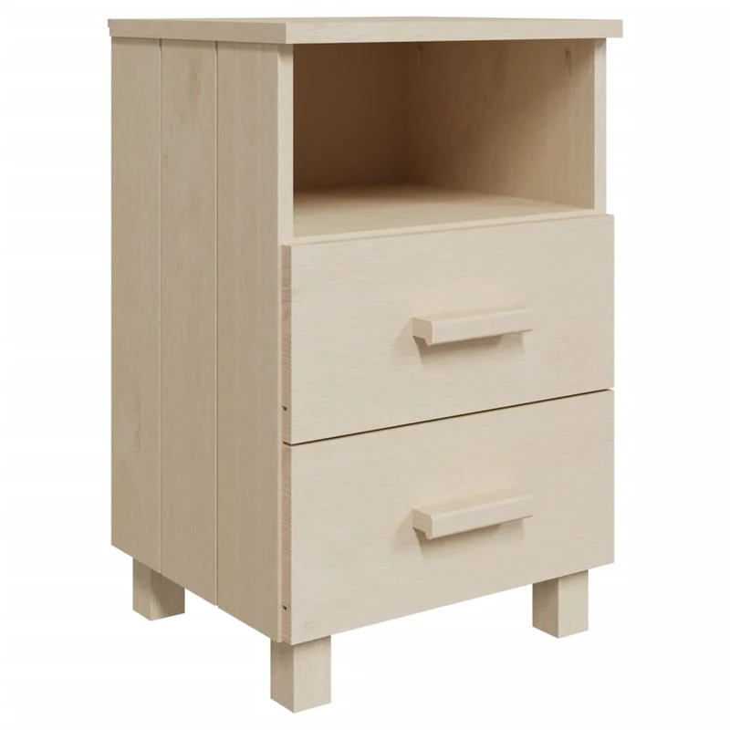 Lot de 2 tables de chevet avec tiroirs et compartiment ouvert 40 x 35 x 62cm bois massif MDF couleur marron miel DEC036007