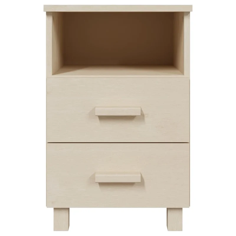 Lot de 2 tables de chevet avec tiroirs et compartiment ouvert 40 x 35 x 62cm bois massif MDF couleur marron miel DEC036007