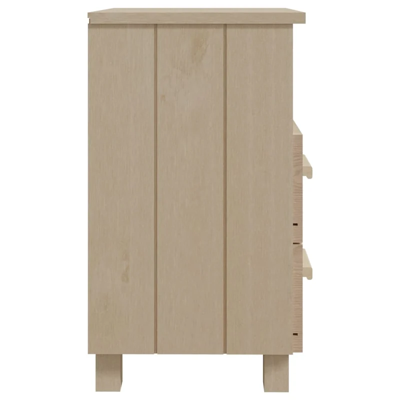 Lot de 2 tables de chevet avec tiroirs et compartiment ouvert 40 x 35 x 62cm bois massif MDF couleur marron miel DEC036007