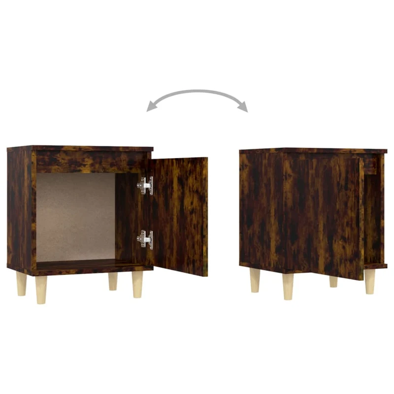 Lot de 2 tables de chevet compartiment avec porte 40 x 30 x 50 cm bois d'ingénierie marron DEC035970