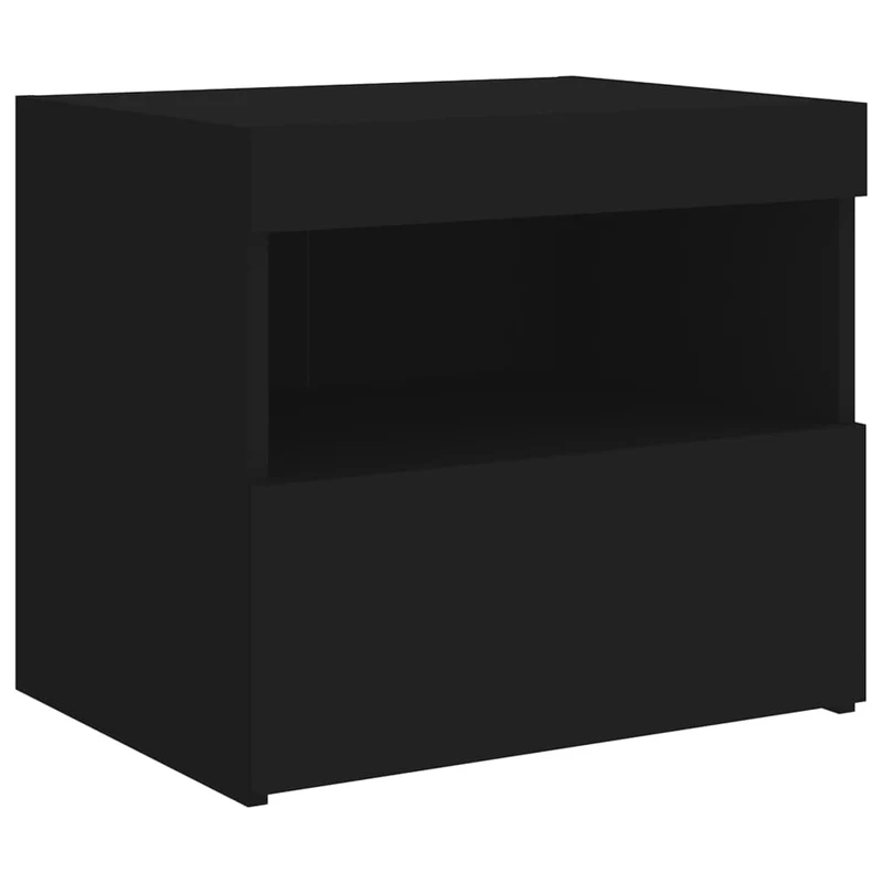 Lot de 2 tables de chevet avec lumières LED tiroir et compartiment 50 x 40 x 45 cm bois d'ingénierie noir DEC035940