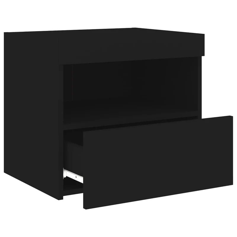 Lot de 2 tables de chevet avec lumières LED tiroir et compartiment 50 x 40 x 45 cm bois d'ingénierie noir DEC035940