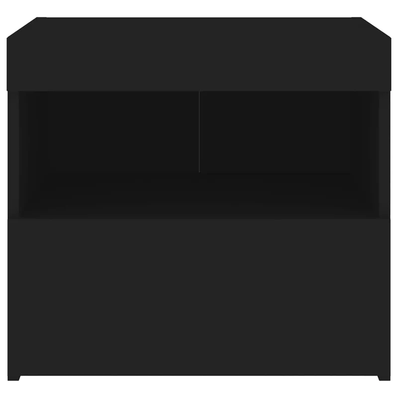 Lot de 2 tables de chevet avec lumières LED tiroir et compartiment 50 x 40 x 45 cm bois d'ingénierie noir DEC035940